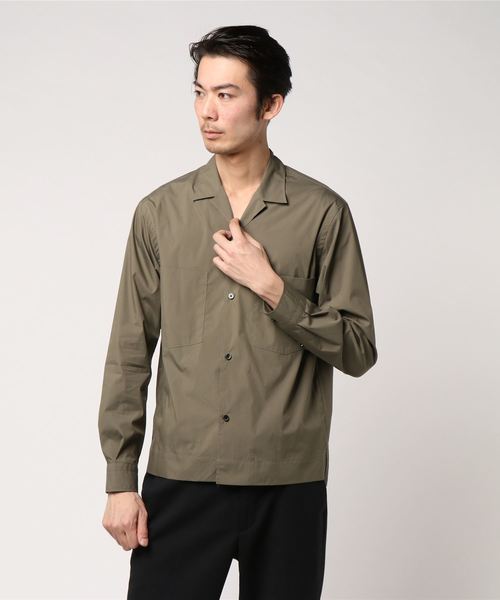 ESTNATION（エストネーション）の「ESTNATION タイプライターオープンカラーシャツ（シャツ/ブラウス・メンズ・オリーブ/ブルー・MEDIUM/SMALL/LARGE）」の4枚目の写真