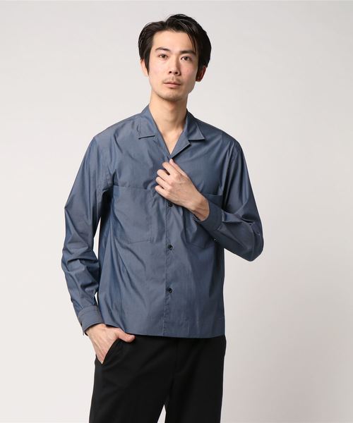 ESTNATION（エストネーション）の「ESTNATION タイプライターオープンカラーシャツ（シャツ/ブラウス・メンズ・オリーブ/ブルー・MEDIUM/SMALL/LARGE）」の8枚目の写真