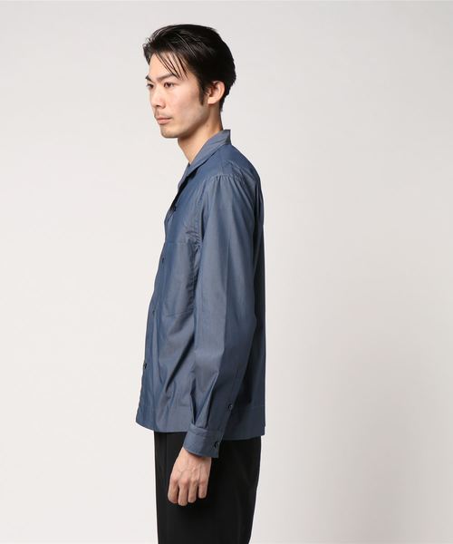 ESTNATION（エストネーション）の「ESTNATION タイプライターオープンカラーシャツ（シャツ/ブラウス・メンズ・オリーブ/ブルー・MEDIUM/SMALL/LARGE）」の3枚目の写真