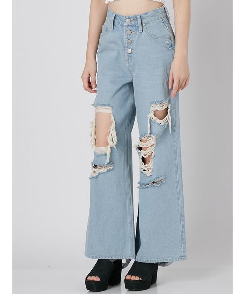 EMODA(エモダ)の「ハードクラッシュジャストウエストバギーデニム(デニムパンツ・レディース・インディゴブルー/ライトブルー・MEDIUM/SMALL/X-SMALL)」の18枚目の写真