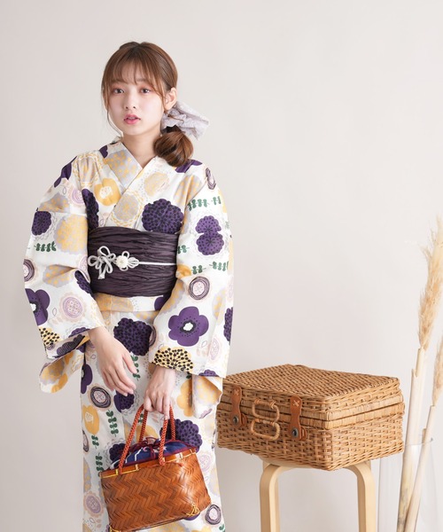 セール 浴衣3点セット 北欧ぽこぽこのお花 浴衣 Utatane ウタタネ のファッション通販 Zozotown