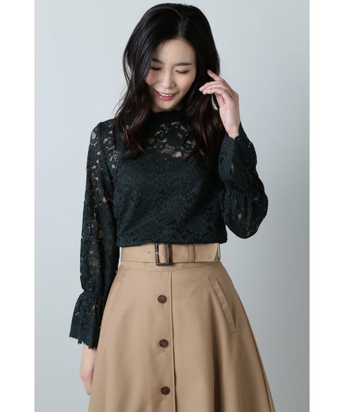 NATURAL BEAUTY BASIC(ナチュラルビューティーベーシック)の「ハイネックレーストップス(Tシャツ/カットソー・レディース・ブラック/オフホワイト/グリーン・MEDIUM)」の16枚目の写真