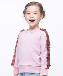 ベロア袖フリル裏毛トレーナー