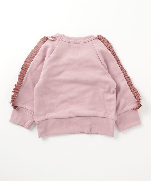 RUGGEDWORKS（ラゲッドワークス）の「ベロア袖フリル裏毛トレーナー（スウェット・キッズ・キャメル/ライトピンク・80ｃｍ/90cm/110cm/100cm/120cm/130cm/140cm）」の3枚目の写真