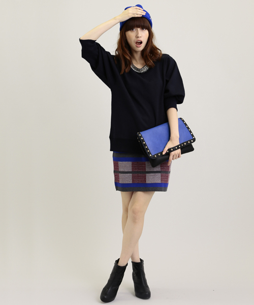 Another Edition（アナザーエディション）の「AE COL JQ KNIT SK（スカート・レディース・ダークグリーン/ターコイズブルー/ワイン・フリー）」の12枚目の写真