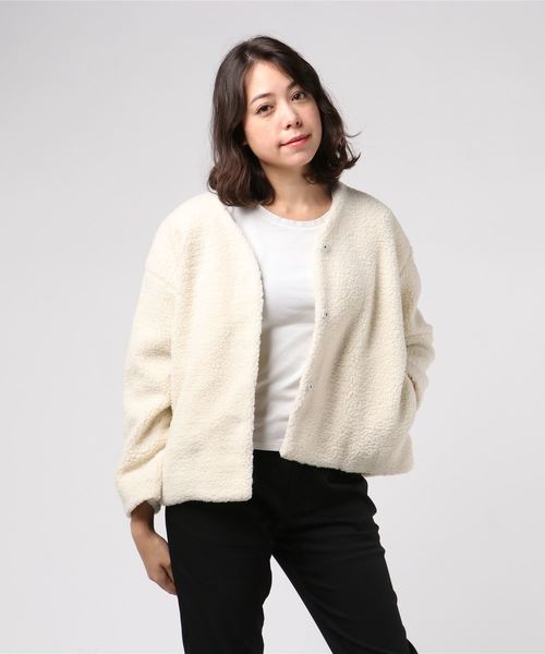 VENCEEXCHANGE（ヴァンスエクスチェンジ）の「ショートボアコート（ブルゾン・レディース・ブラック/グレー/オフホワイト・M）」の7枚目の写真