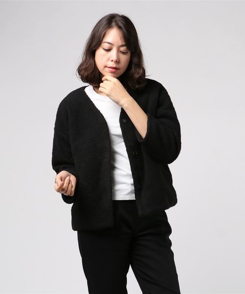 VENCEEXCHANGE（ヴァンスエクスチェンジ）の「ショートボアコート（ブルゾン・レディース・ブラック/グレー/オフホワイト・M）」の9枚目の写真