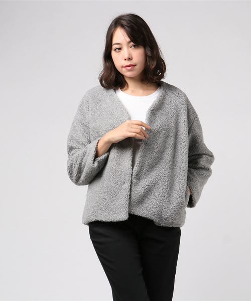 VENCEEXCHANGE（ヴァンスエクスチェンジ）の「ショートボアコート（ブルゾン・レディース・ブラック/グレー/オフホワイト・M）」の8枚目の写真