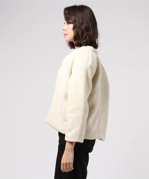 VENCEEXCHANGE（ヴァンスエクスチェンジ）の「ショートボアコート（ブルゾン・レディース・ブラック/グレー/オフホワイト・M）」の6枚目の写真