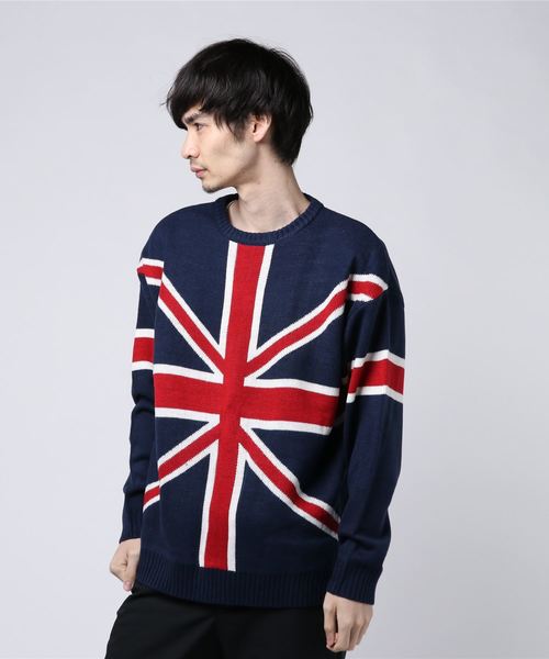 大幅割引 セール ユニオンジャックジャガードビッグシルエットニット ニット セーター Styleblock スタイルブロック のファッション 日本販促 Lssr Ub Ac Id