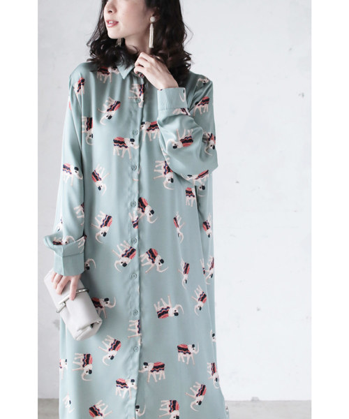 Cawaii カワイイ の ファニーな象のとろみシャツワンピース ワンピース Wear