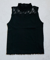 PairPair | フリルネックレース切り替えリブタンク(タンクトップ)