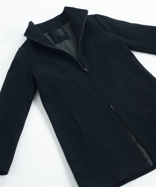 OURET ウールメルトンスタンドカラーZIPコート /BLACK