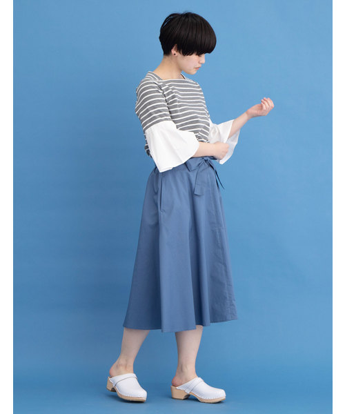 POU DOU DOU（プードゥドゥ）の「ボーダースクエアネックプルオーバー（Tシャツ/カットソー・レディース・レッド/ネイビー/グレー・3）」の5枚目の写真