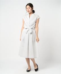 スキッパーネック  フレンチスリーブワンピース