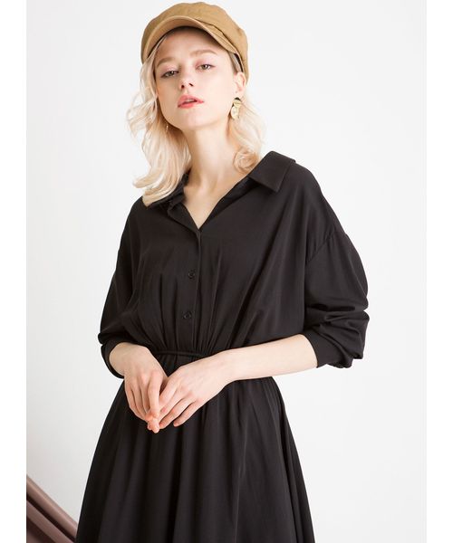 MIELI INVARIANT（ミエリインヴァリアント）の「シャツギャザードレス（ワンピース・レディース・ホワイト/ブラック/ベージュ・FREE）」の20枚目の写真