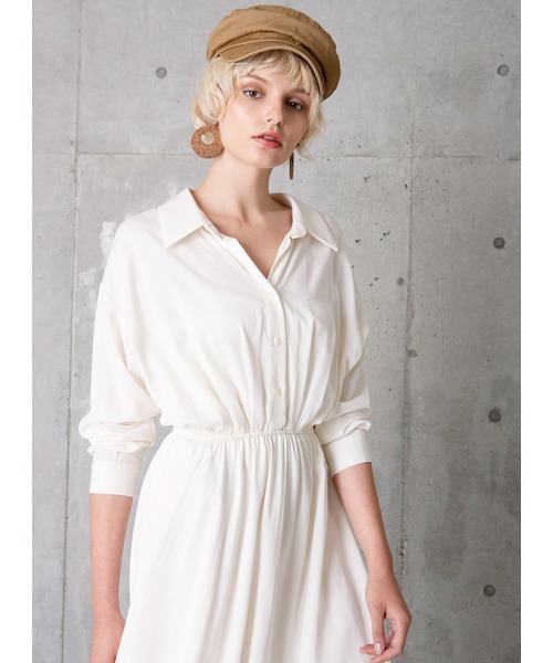 MIELI INVARIANT（ミエリインヴァリアント）の「シャツギャザードレス（ワンピース・レディース・ホワイト/ブラック/ベージュ・FREE）」の8枚目の写真