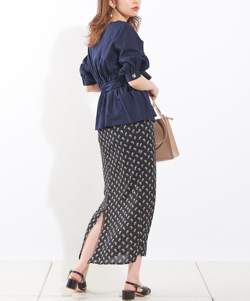 natural couture(ナチュラルクチュール)の「べっ甲調釦ウエストマークブラウス(シャツ/ブラウス・レディース・アイボリー/スミクロ/パープル系その他/ネイビー・FREE)」の22枚目の写真