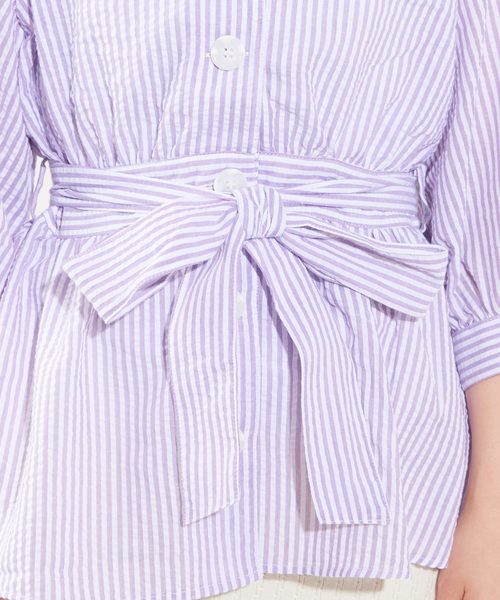 natural couture(ナチュラルクチュール)の「べっ甲調釦ウエストマークブラウス(シャツ/ブラウス・レディース・アイボリー/スミクロ/パープル系その他/ネイビー・FREE)」の12枚目の写真