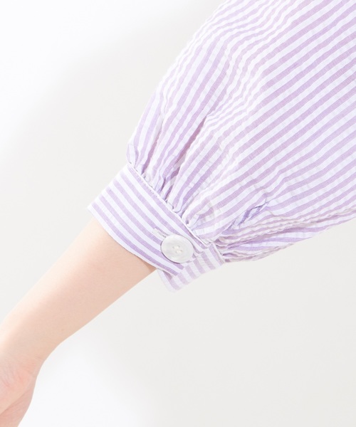 natural couture(ナチュラルクチュール)の「べっ甲調釦ウエストマークブラウス(シャツ/ブラウス・レディース・アイボリー/スミクロ/パープル系その他/ネイビー・FREE)」の11枚目の写真
