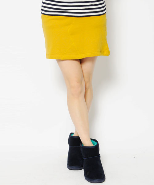 X-girl（エックスガール）の「SMOOTH SWEAT SKIRT（スカート・レディース・チャコールグレー/イエロー/ブラック・1/2）」の6枚目の写真