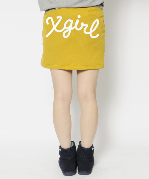 X-girl（エックスガール）の「SMOOTH SWEAT SKIRT（スカート・レディース・チャコールグレー/イエロー/ブラック・1/2）」の7枚目の写真