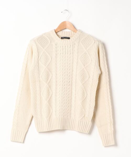 NO WAY（ノーウェイ）の「/ケーブル編みクルーネックニット/（ニット/セーター・レディース・ブラック/ダークグリーン/アイボリー/オフホワイト/グレー/ベージュ/ネイビー/マスタード/モカ/キャメル・LARGE/MEDIUM/X-LARGE）」の13枚目の写真