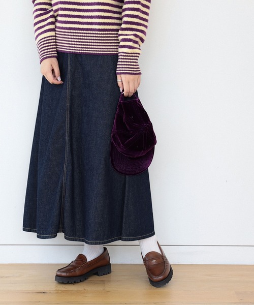 BEAMS ビームス　デニムスカート BEAMS HEART（ビームス ハート）ワイドプリーツ デニムスカート