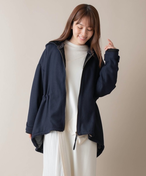 miniyu（ミニュウ）の「La SRIC/リムーバブルフードコート（その他アウター・レディース・ベージュ/Navy・38）」の15枚目の写真