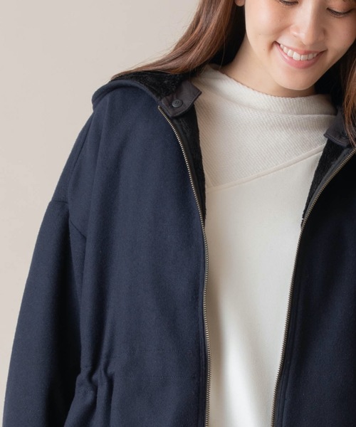 miniyu（ミニュウ）の「La SRIC/リムーバブルフードコート（その他アウター・レディース・ベージュ/Navy・38）」の8枚目の写真