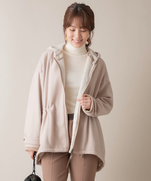 miniyu（ミニュウ）の「La SRIC/リムーバブルフードコート（その他アウター・レディース・ベージュ/Navy・38）」の16枚目の写真