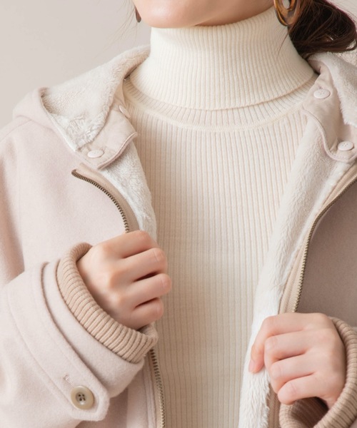 miniyu（ミニュウ）の「La SRIC/リムーバブルフードコート（その他アウター・レディース・ベージュ/Navy・38）」の9枚目の写真