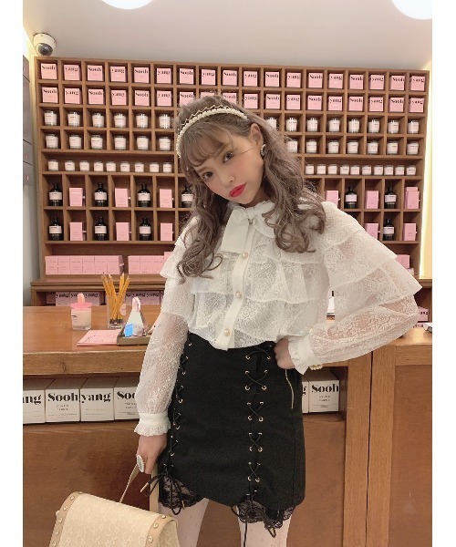 Swankiss（スワンキス）の「PN laceup casual S/K（スカート・レディース・ベージュ/ピンク/ブラック/ブルー・FREE）」の7枚目の写真