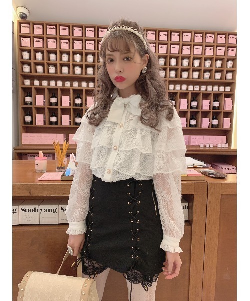 Swankiss（スワンキス）の「PN laceup casual S/K（スカート・レディース・ベージュ/ピンク/ブラック/ブルー・FREE）」の8枚目の写真