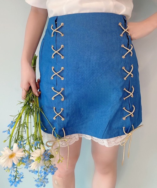 Swankiss（スワンキス）の「PN laceup casual S/K（スカート・レディース・ベージュ/ピンク/ブラック/ブルー・FREE）」の18枚目の写真