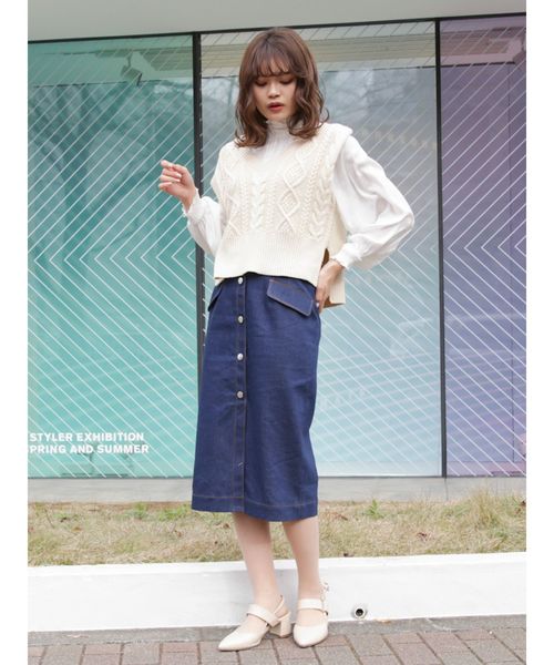 dazzlin(ダズリン)の「ハイウエストフロントボタンデ二ムスカート(デニムスカート・レディース・オフホワイト/インディゴブルー/ブルー・SMALL/MEDIUM)」の20枚目の写真