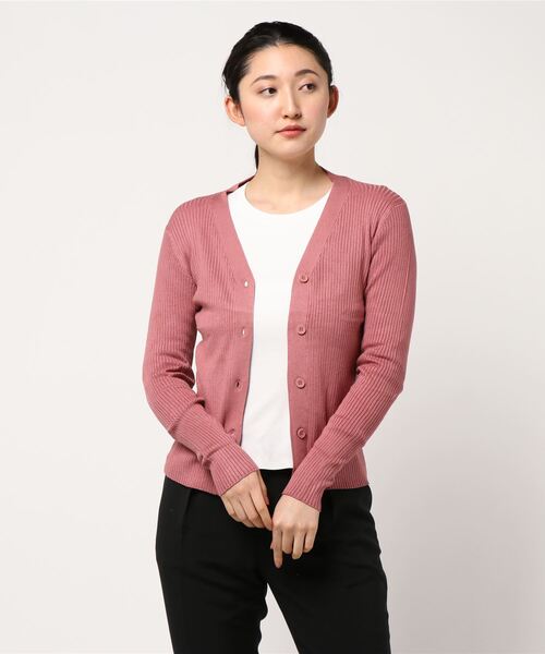 AMERICAN HOLIC（アメリカンホリック）の「10col.Vネックリブカーディガン＊（カーディガン/ボレロ・レディース・ブラウン/ピンク/ブラック/ネイビー/ブルー系その他2/グレー系その他4/その他7/ボルドー/マスタード/グリーン・M/L）」の17枚目の写真