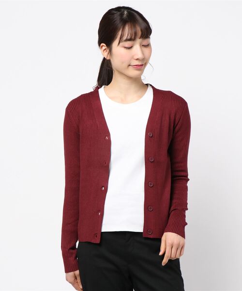 AMERICAN HOLIC（アメリカンホリック）の「10col.Vネックリブカーディガン＊（カーディガン/ボレロ・レディース・ブラウン/ピンク/ブラック/ネイビー/ブルー系その他2/グレー系その他4/その他7/ボルドー/マスタード/グリーン・M/L）」の16枚目の写真