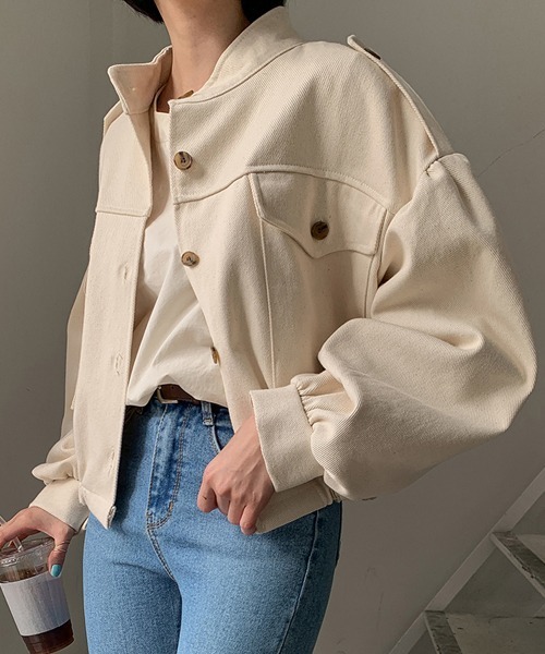 merongshop（メロンショップ）の「MERONGSHOP ショートミリタリージャケット（ミリタリージャケット・レディース・ベージュ/カーキ/アイボリー・FREE）」の5枚目の写真