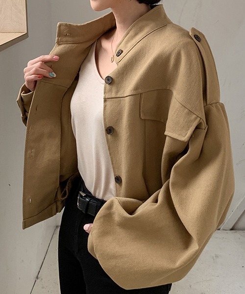 merongshop（メロンショップ）の「MERONGSHOP ショートミリタリージャケット（ミリタリージャケット・レディース・ベージュ/カーキ/アイボリー・FREE）」の8枚目の写真