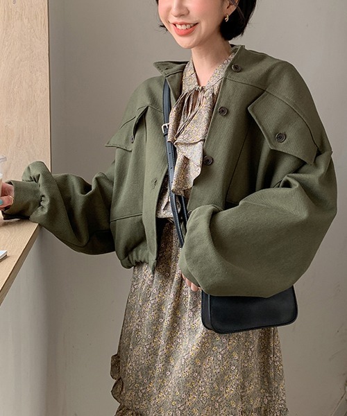 merongshop（メロンショップ）の「MERONGSHOP ショートミリタリージャケット（ミリタリージャケット・レディース・ベージュ/カーキ/アイボリー・FREE）」の11枚目の写真