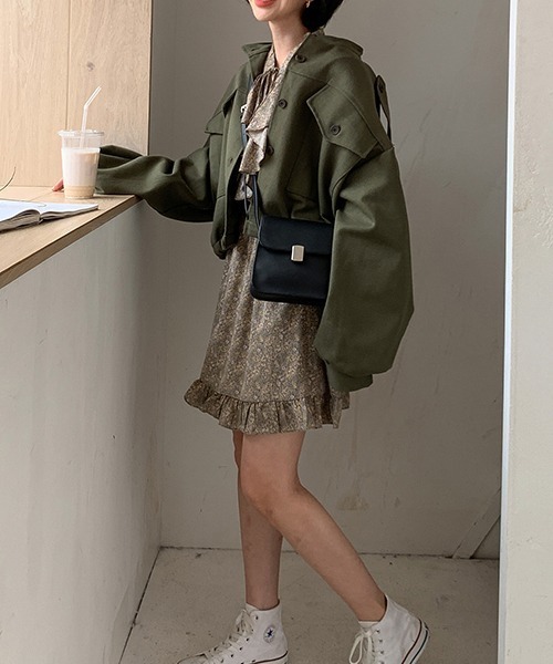 merongshop（メロンショップ）の「MERONGSHOP ショートミリタリージャケット（ミリタリージャケット・レディース・ベージュ/カーキ/アイボリー・FREE）」の12枚目の写真