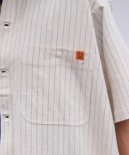 UNIVERSAL OVERALL(ユニバーサルオーバーオール)の「UNIVERSAL OVERALL オープンカラーシャツ (ユニバーサルオーバーオール )(2colors)(シャツ)(シャツ/ブラウス・レディース・ベージュ/ブルー・S/XS/L/M)」の12枚目の写真