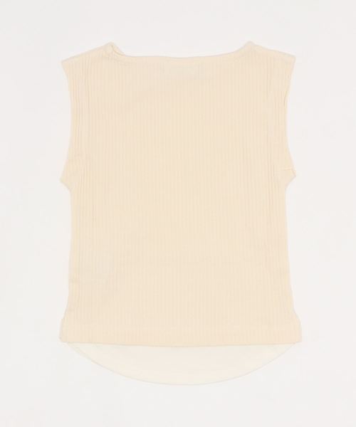 ＆yam（アンドヤム）の「スソフェイクフレンチスリーブリブＴシャツ（Tシャツ/カットソー・キッズ・ピンク/ブラック/ホワイト/ベージュ/ブラウン・120/110/100/150/140/90/130/160）」の7枚目の写真