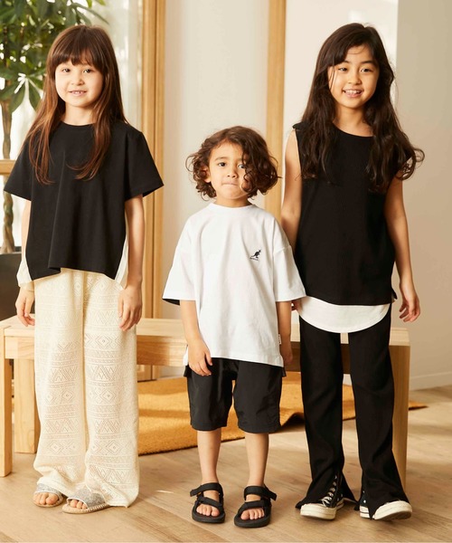 ＆yam（アンドヤム）の「スソフェイクフレンチスリーブリブＴシャツ（Tシャツ/カットソー・キッズ・ピンク/ブラック/ホワイト/ベージュ/ブラウン・120/110/100/150/140/90/130/160）」の15枚目の写真