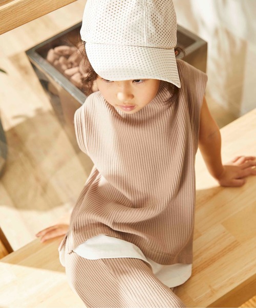 ＆yam（アンドヤム）の「スソフェイクフレンチスリーブリブＴシャツ（Tシャツ/カットソー・キッズ・ピンク/ブラック/ホワイト/ベージュ/ブラウン・120/110/100/150/140/90/130/160）」の21枚目の写真