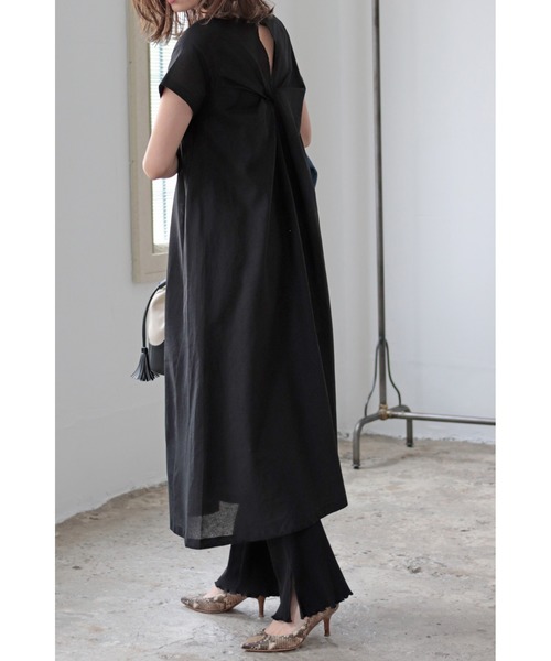 Bonjour Sagan（ボンジュールサガン）の「バックツイストAラインワンピース（ワンピース・レディース・ブラック/モカ・FREE）」の9枚目の写真