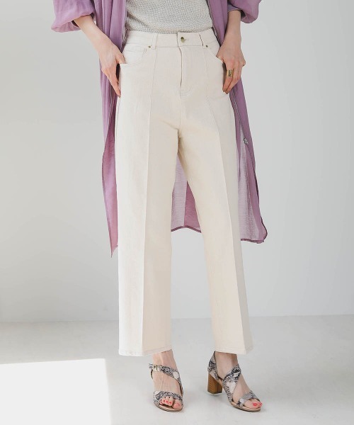 Bou Jeloud（ブージュルード）の「オールストレッチセンタープレスデニムパンツ（デニムパンツ・レディース・ブルー/インディゴブルー/ナチュラル・38/36）」の2枚目の写真