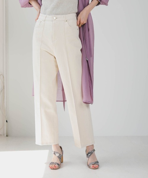 Bou Jeloud（ブージュルード）の「オールストレッチセンタープレスデニムパンツ（デニムパンツ・レディース・ブルー/インディゴブルー/ナチュラル・38/36）」の5枚目の写真