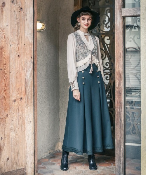 axes femme（アクシーズファム）の「連釦デザインフレアパンツ（その他パンツ・レディース・グリーン系その他/ワイン/ブラック・MEDIUM）」の3枚目の写真